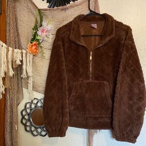 Cozy Brown Fleece Pullover
